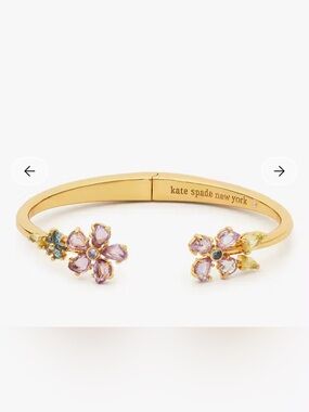 kate spade Paradise Hinge Cuff Open Bangle with Pink and Purple Crystals